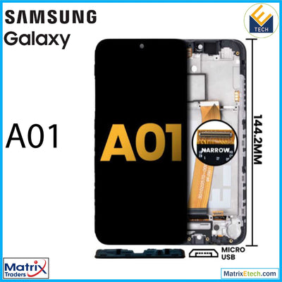 Samsung Galaxy A01 LCD Assembly With Frame (Global Model) (Micro USB Frame) (Refurbished) - Matrix Traders