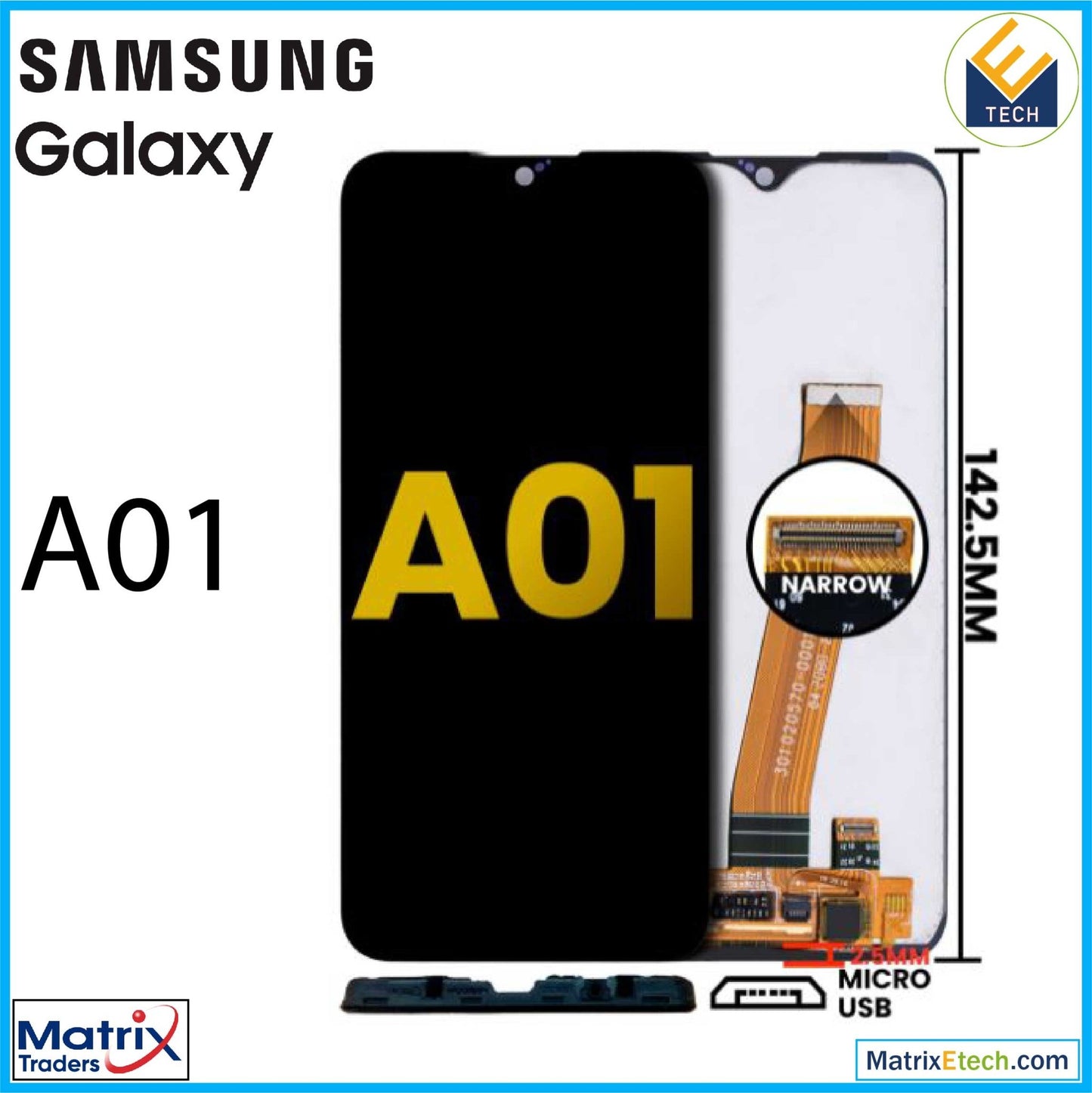 Samsung Galaxy A01 LCD Assembly Without Frame (Global Model) (Micro USB Frame) (Refurbished) - Matrix Traders