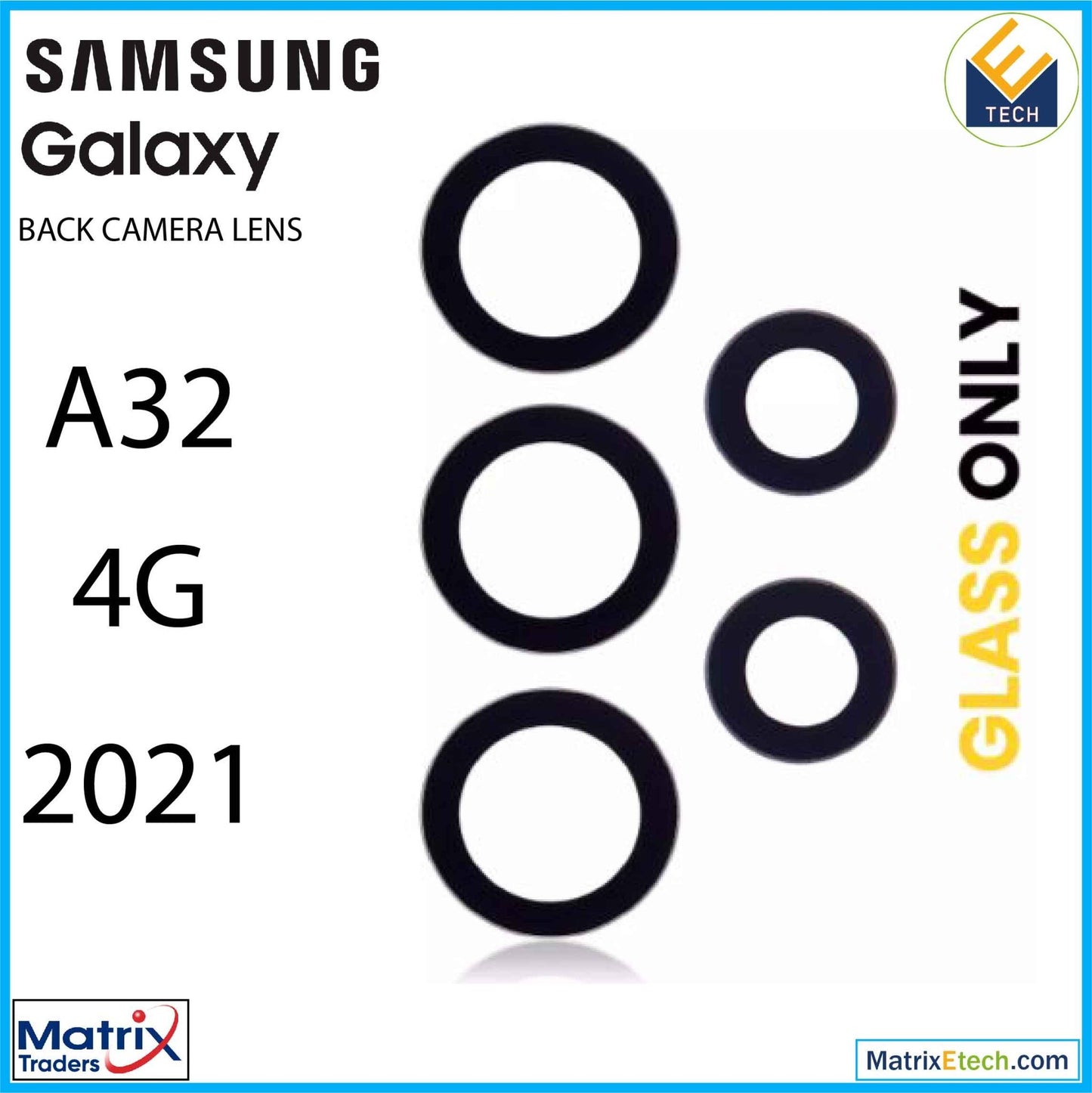 Samsung Galaxy A32 4G (A325 2021) Back Camera Lens With Adhesive (10 Pack) - Matrix Traders