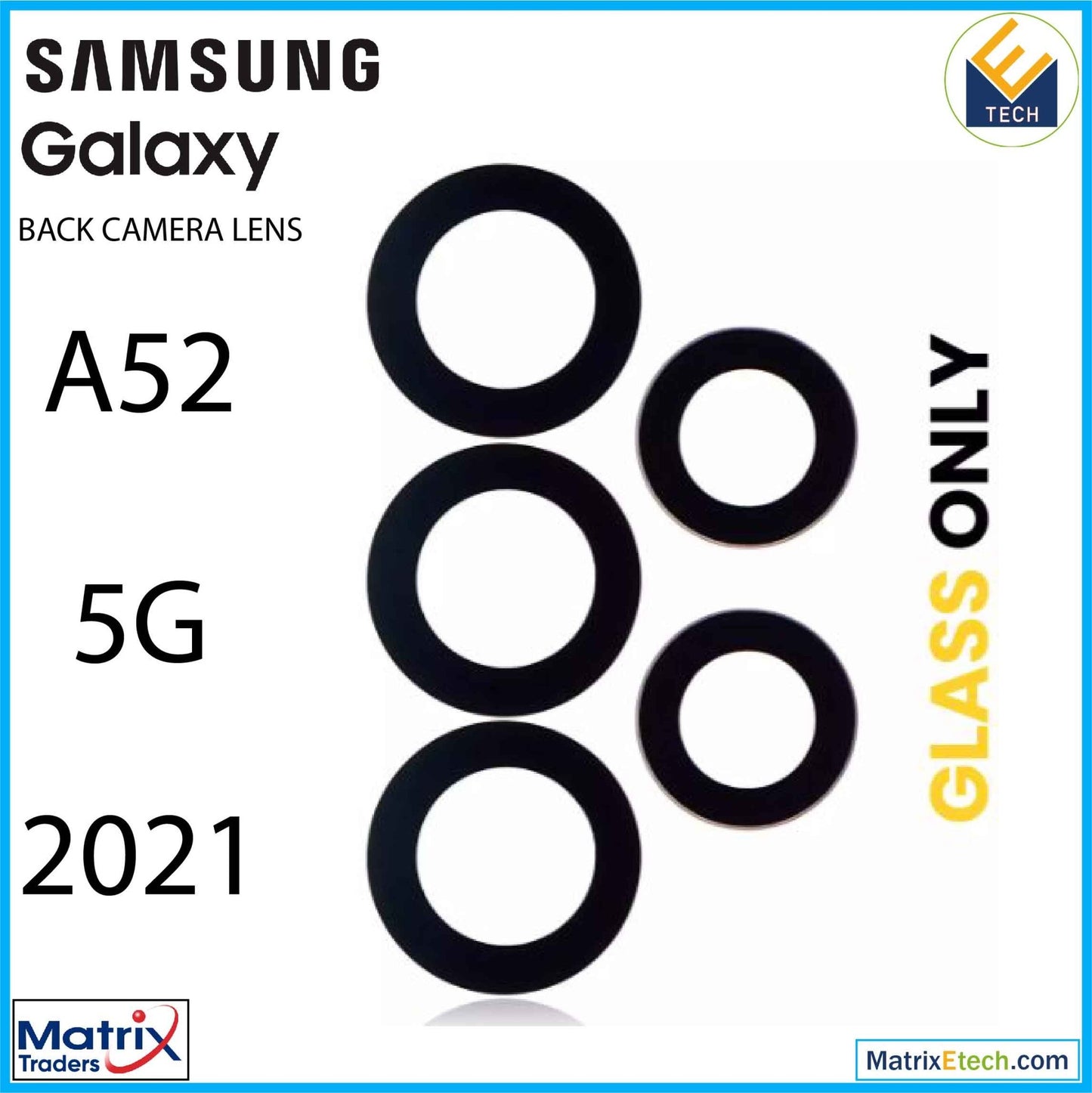 Samsung Galaxy A52 5G (A526 2021) Back Camera Lens (Glass Only) With Adhesive - Matrix Traders