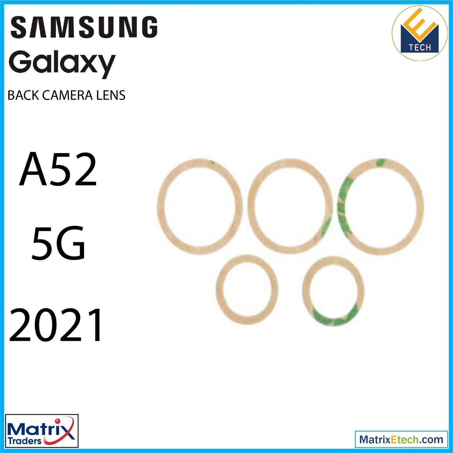 Samsung Galaxy A52 5G (A526 2021) Back Camera Lens With Adhesive (5 Piece Set) (10 Pack) - Matrix Traders