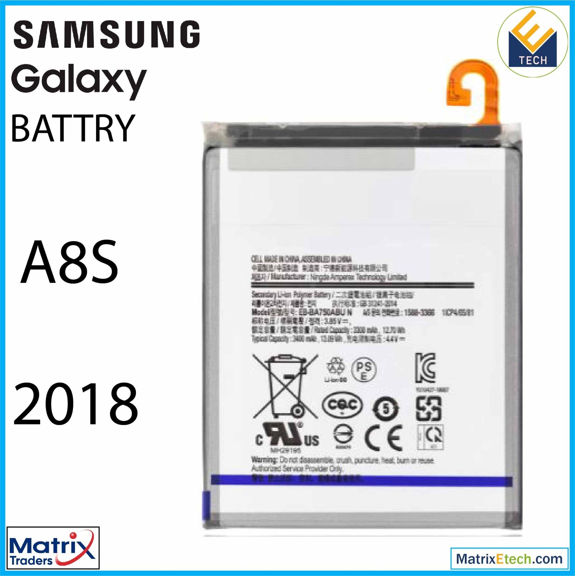 Samsung Galaxy A8s (G887 2018) Replacement Battery (EB - BA750ABUN) - Matrix Traders