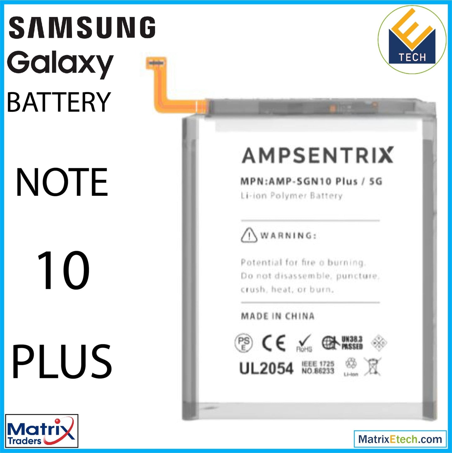 Samsung Galaxy Note 10 Plus 5G Replacement Battery (AmpSentrix Pro) (EB - BN972ABU) - Matrix Traders