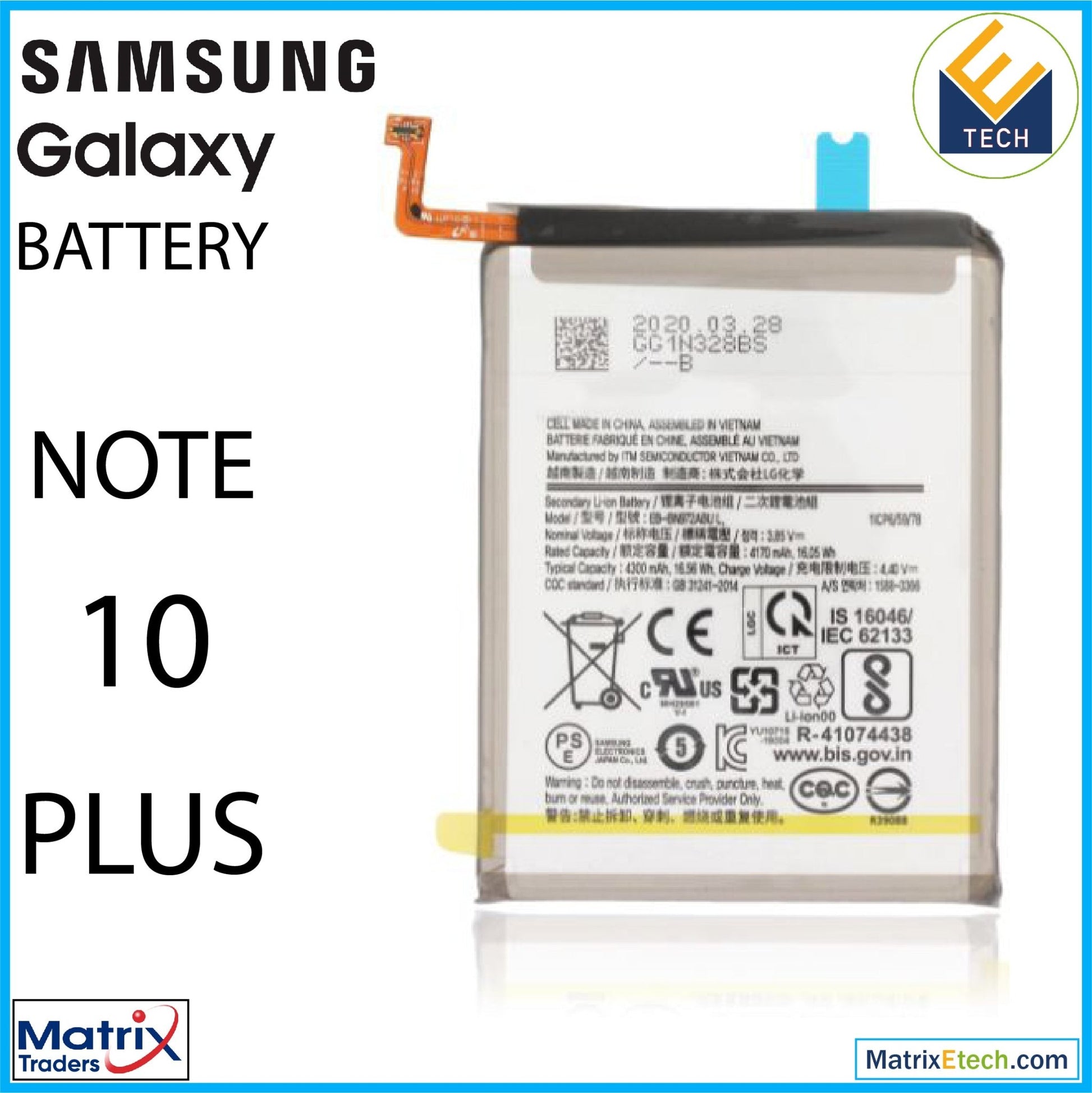 Samsung Galaxy Note 10 Plus Replacement Battery (Service Pack) (EB - BN972ABU) - Matrix Traders