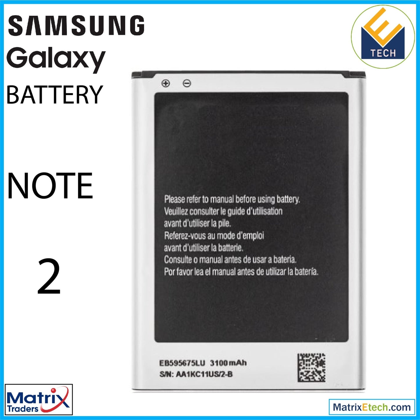 Samsung Galaxy Note 2 Replacement Battery (T18287) - Matrix Traders