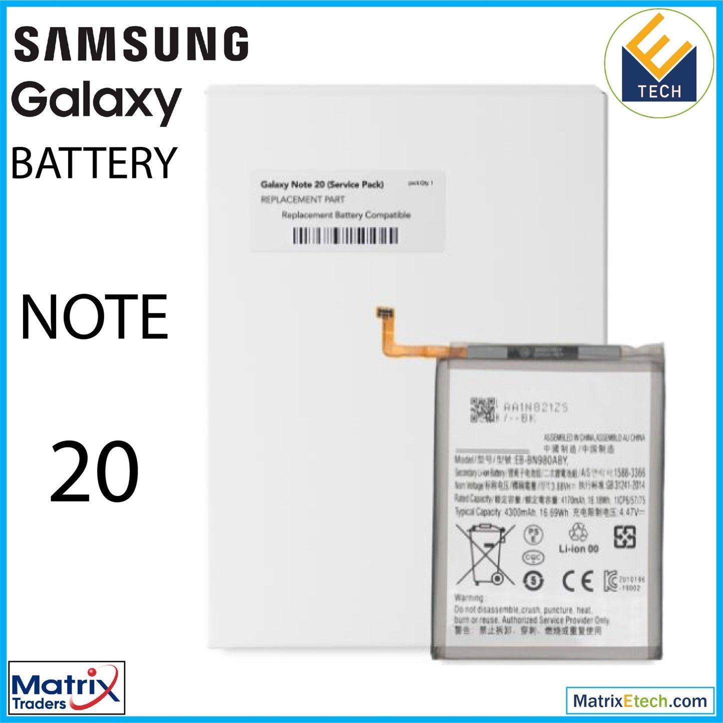 Samsung Galaxy Note 20 Replacement Battery (Service Pack) EB - BN980ABY - Matrix Traders