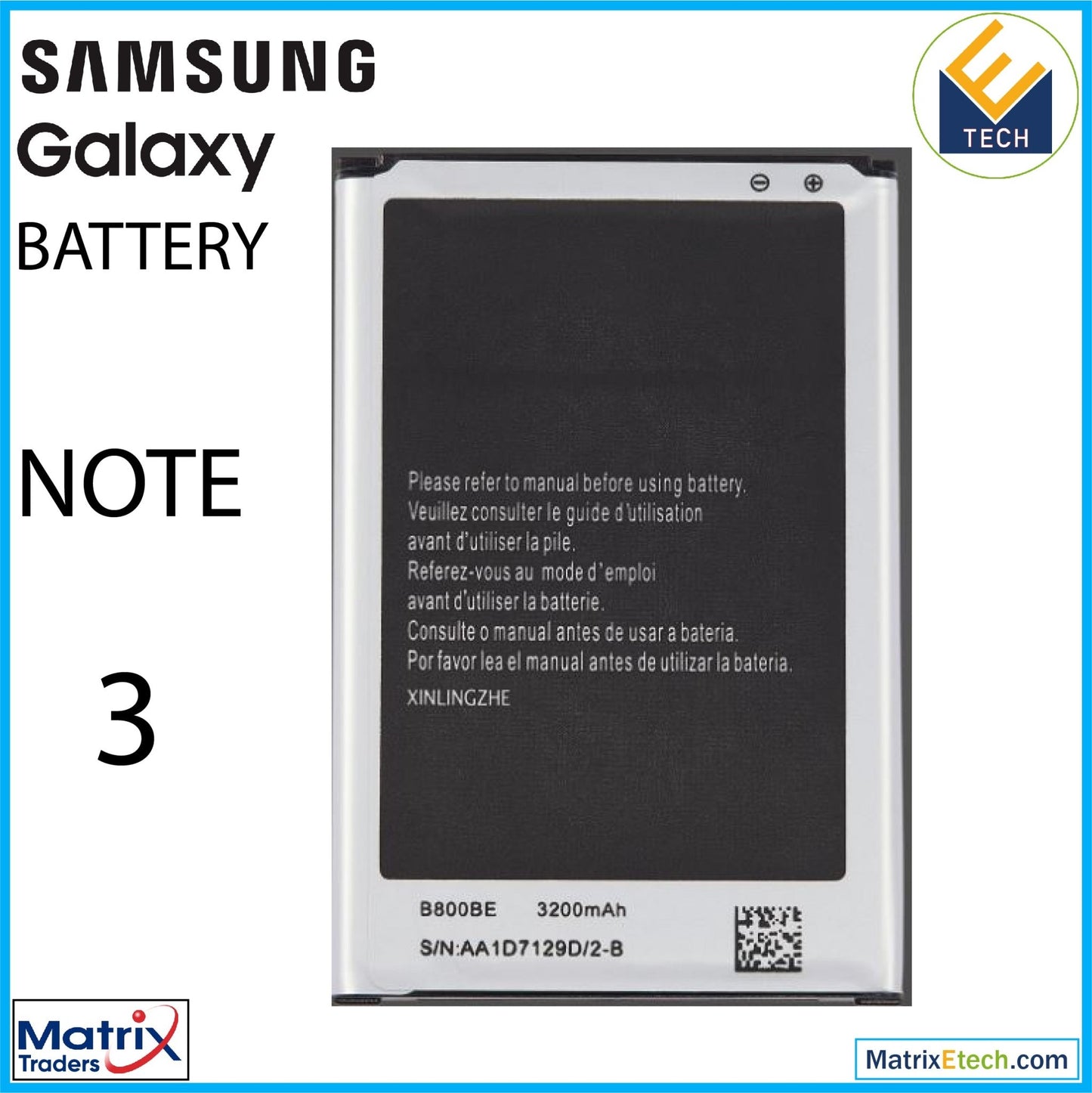 Samsung Galaxy Note 3 Replacement Battery (GB - T18287) - Matrix Traders