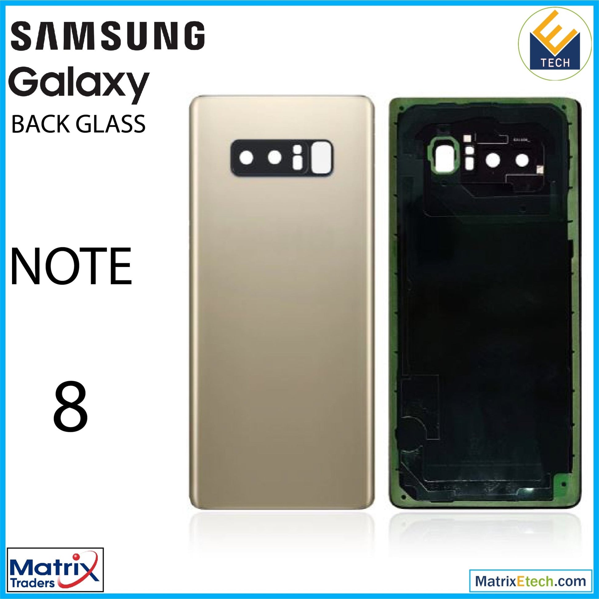 Samsung Galaxy Note 8 Back Cover Glass With Camera Lens (Aftermarket Plus) - Matrix Traders