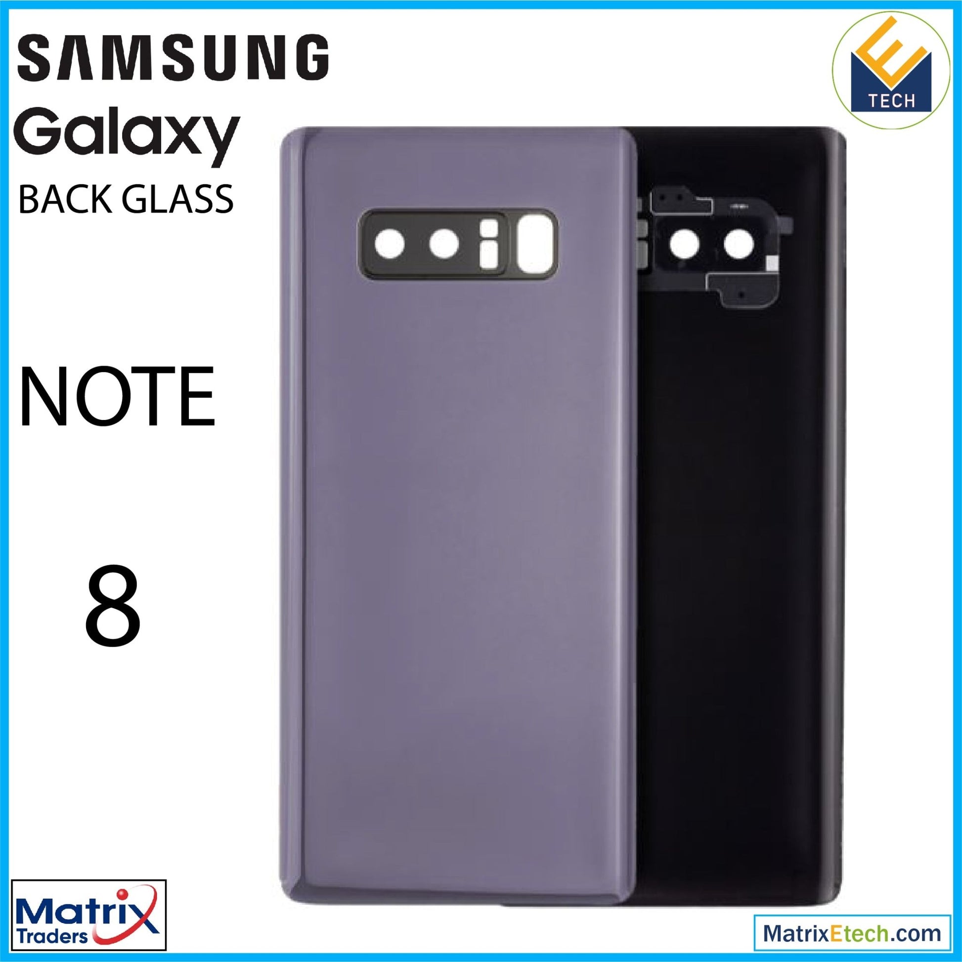 Samsung Galaxy Note 8 Back Cover Glass With Camera Lens (Service Pack) - Matrix Traders