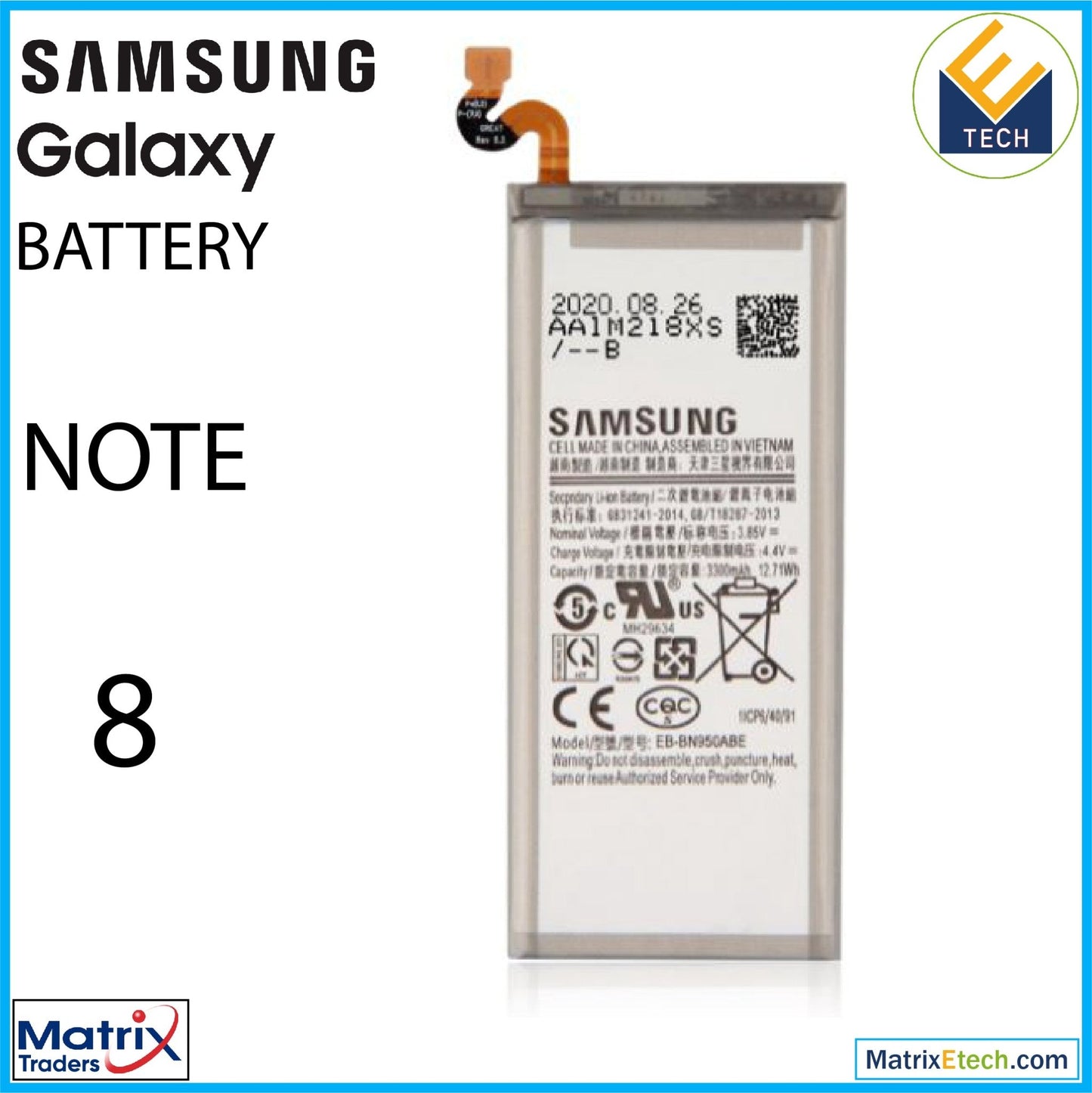 Samsung Galaxy Note 8 Replacement Battery (EB - BN950ABA) (Service Pack) - Matrix Traders