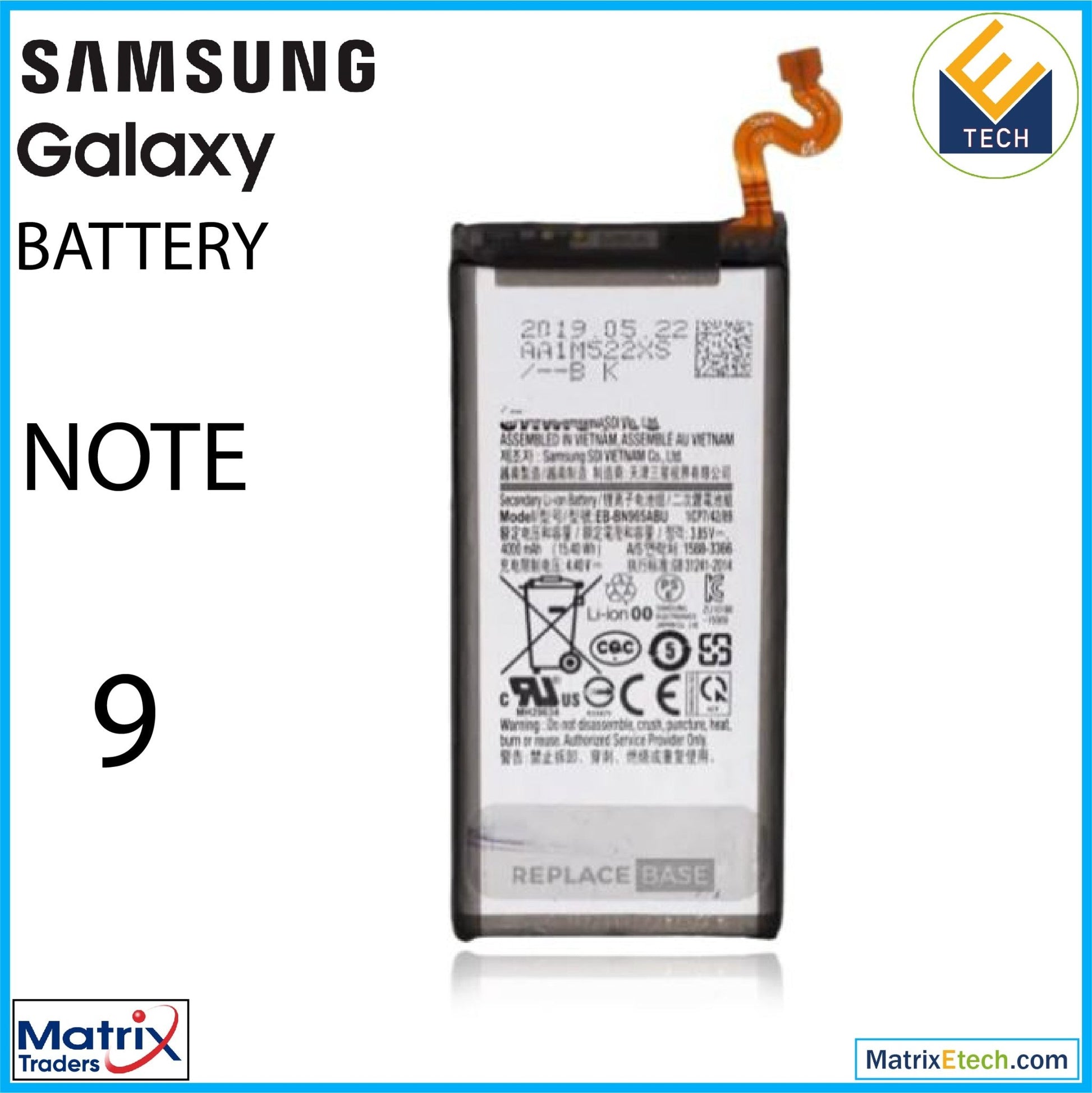 Samsung Galaxy Note 9 Replacement Battery (Service Pack) (EB - BN965ABU) - Matrix Traders