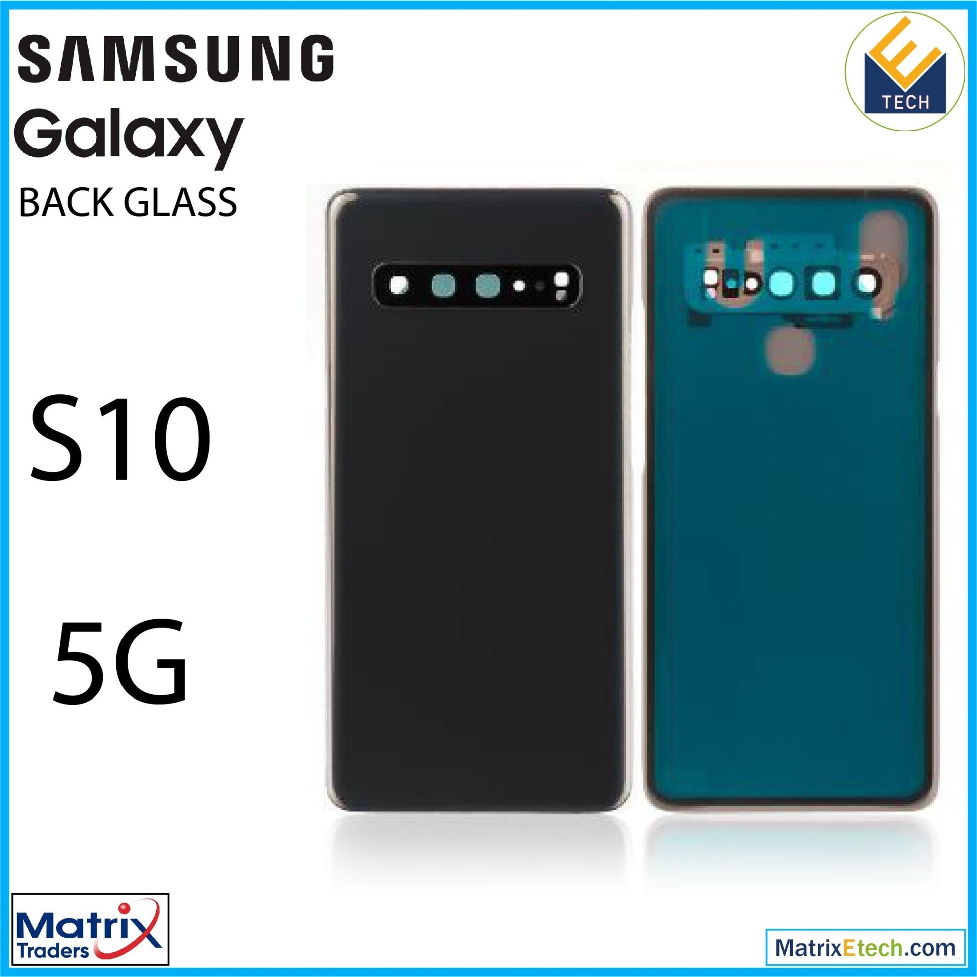 Samsung Galaxy S10 5G Back cover Glass With Camera Lens (Aftermarket Plus) - Matrix Traders