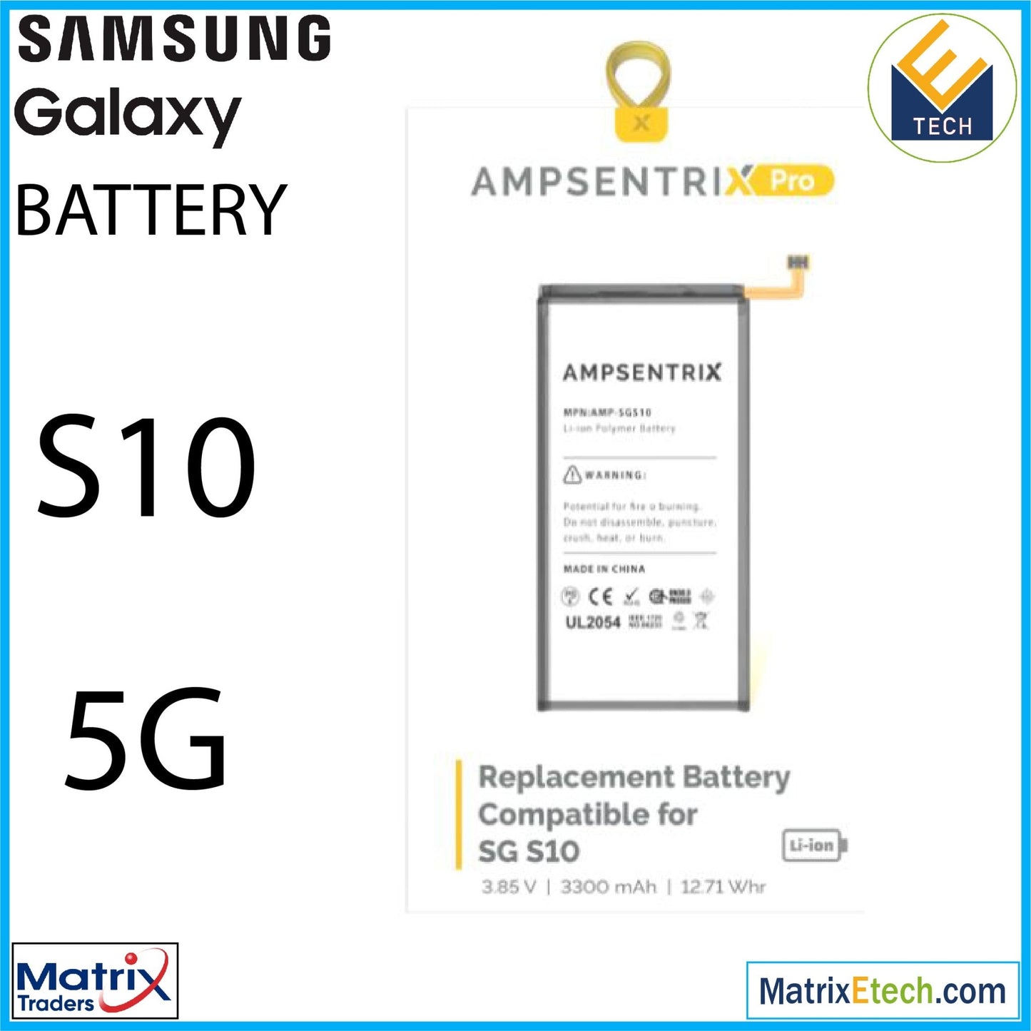 Samsung Galaxy S10 5G Replacement Battery (Pro) EB - BG977ABU - Matrix Traders