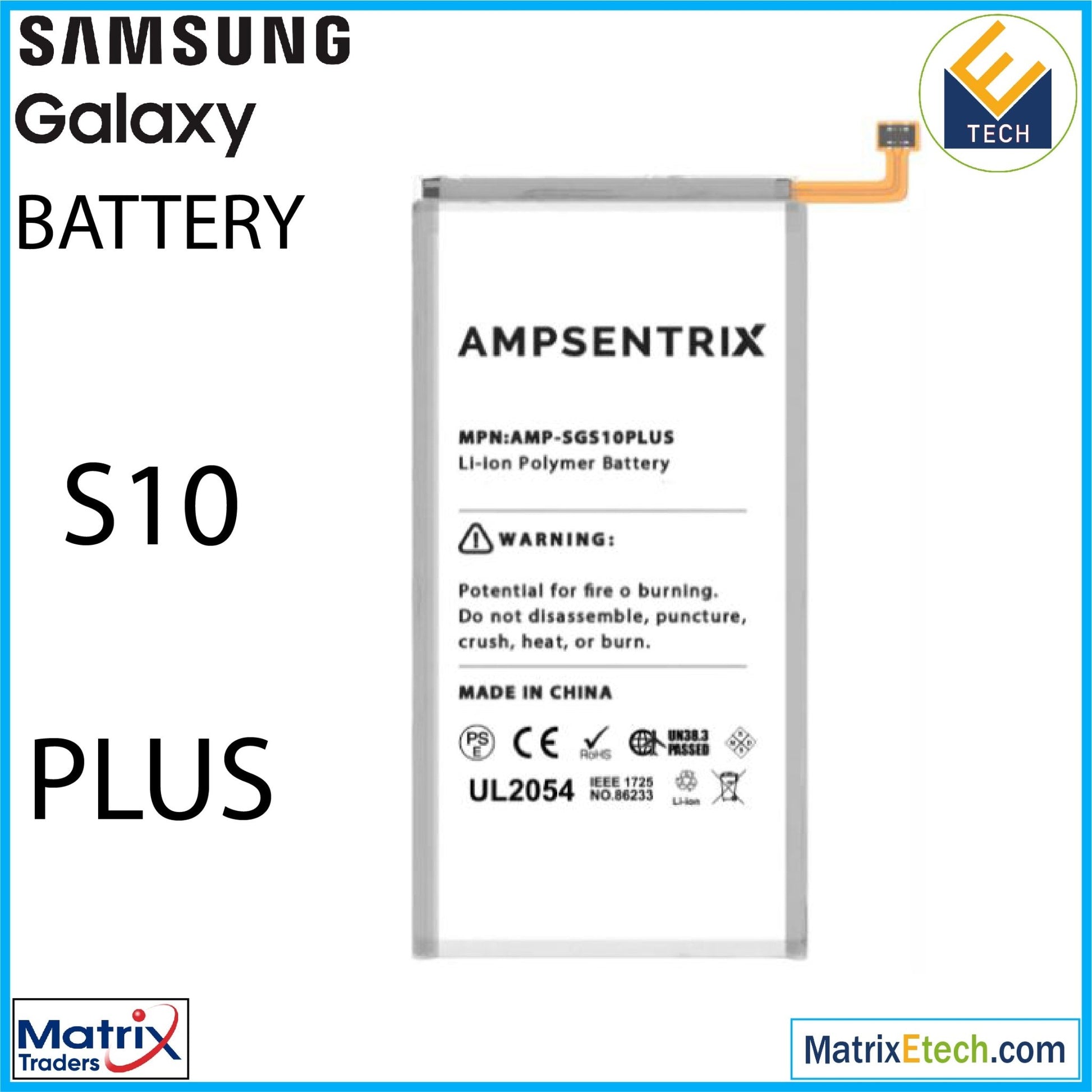 Samsung Galaxy S10 Plus Replacement Battery (Pro) EB - BG975ABA - Matrix Traders