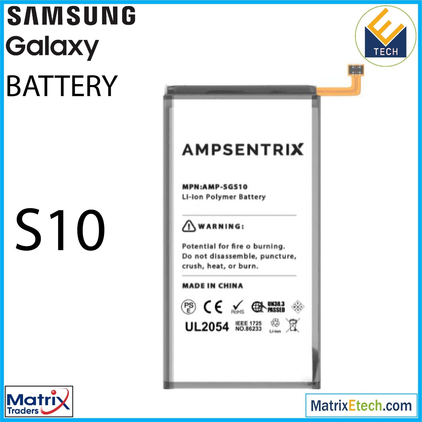 Samsung Galaxy S10 Replacement Battery (Pro) EB - BG973ABU, - Matrix Traders