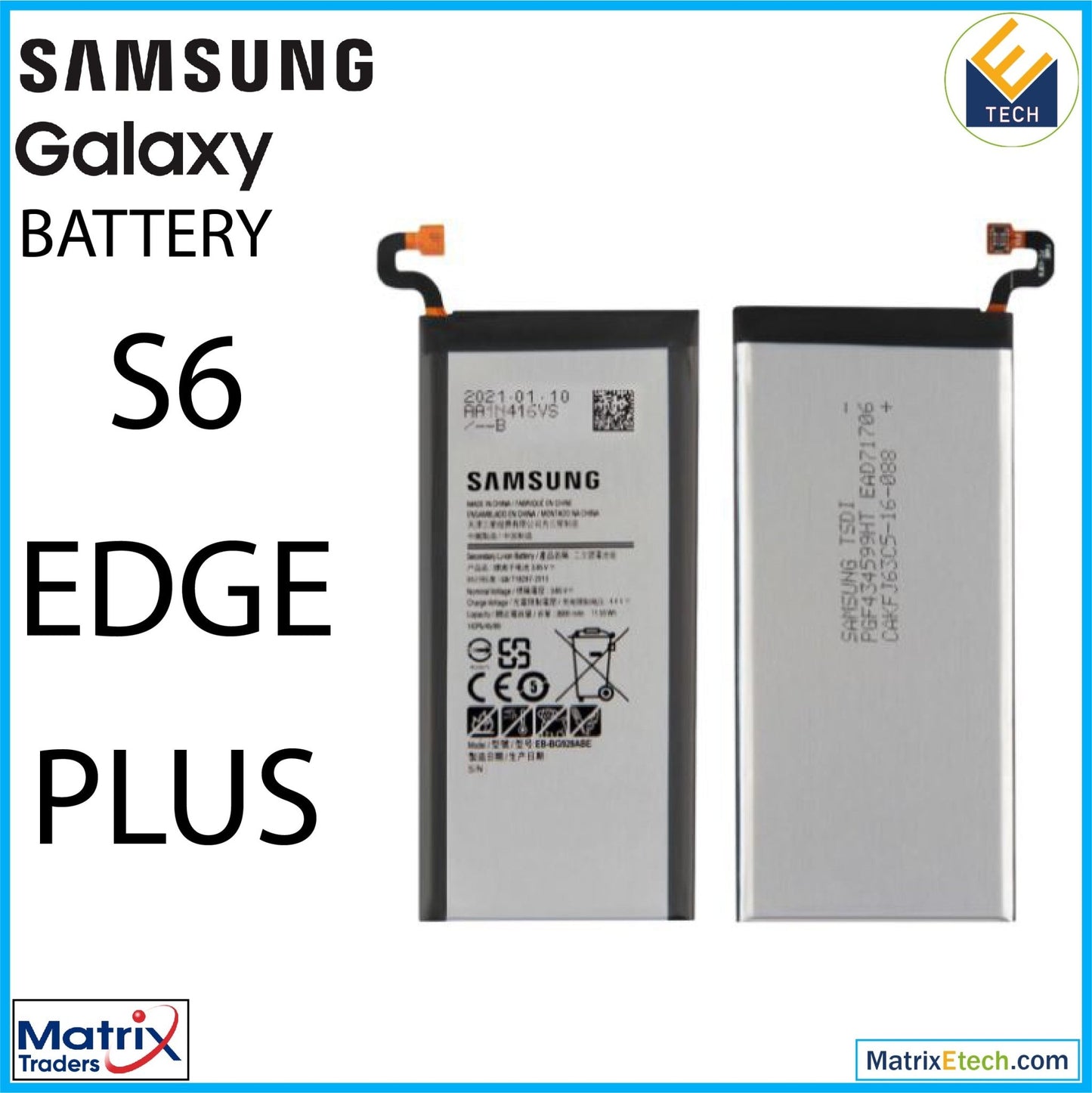 Samsung Galaxy S6 Edge Plus Replacement Battery (EB - BG928ABA) (Service Pack) - Matrix Traders