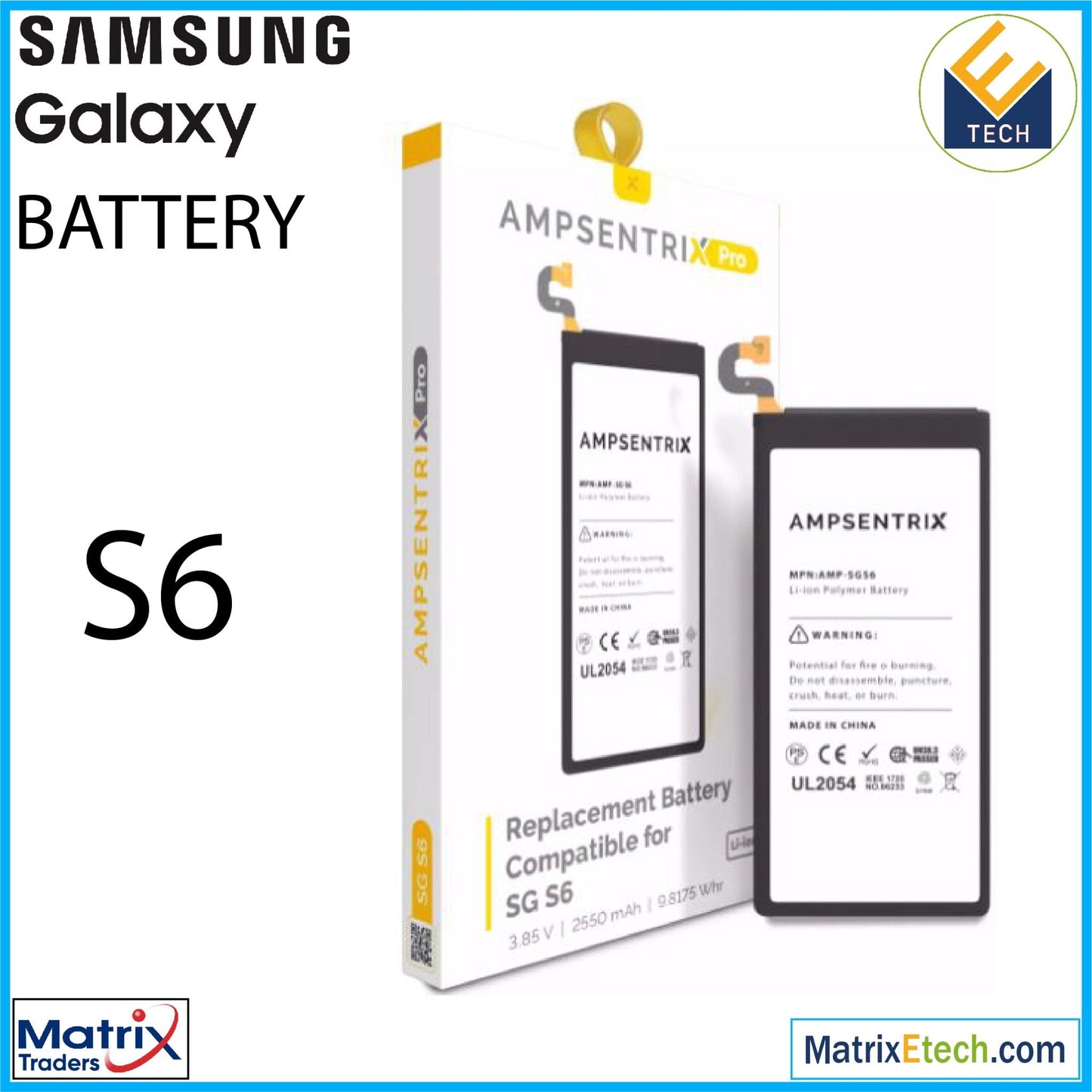 Samsung Galaxy S6 Replacement Battery (Pro) EB - BG920ABE - Matrix Traders