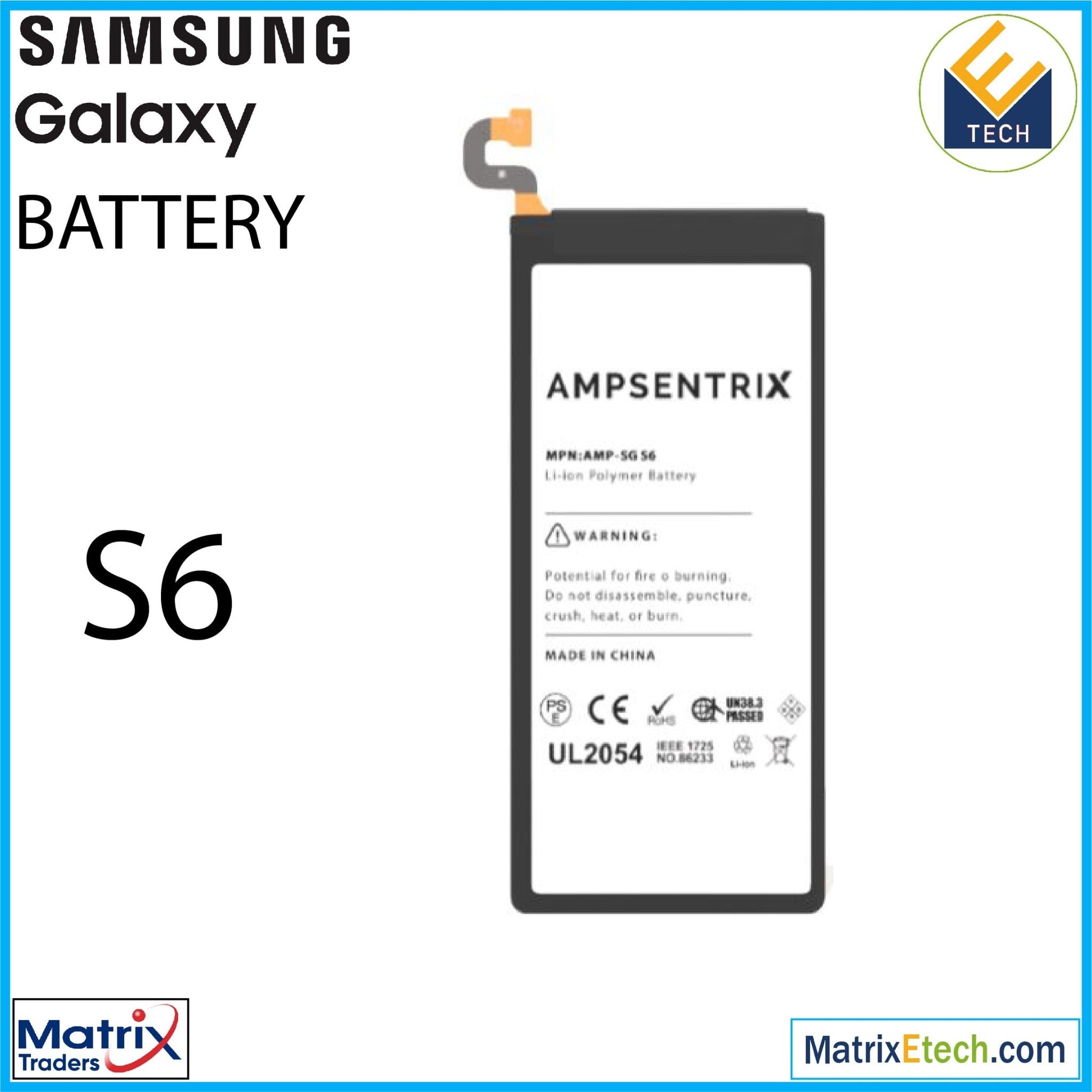 Samsung Galaxy S6 Replacement Battery (Pro) EB - BG920ABE - Matrix Traders