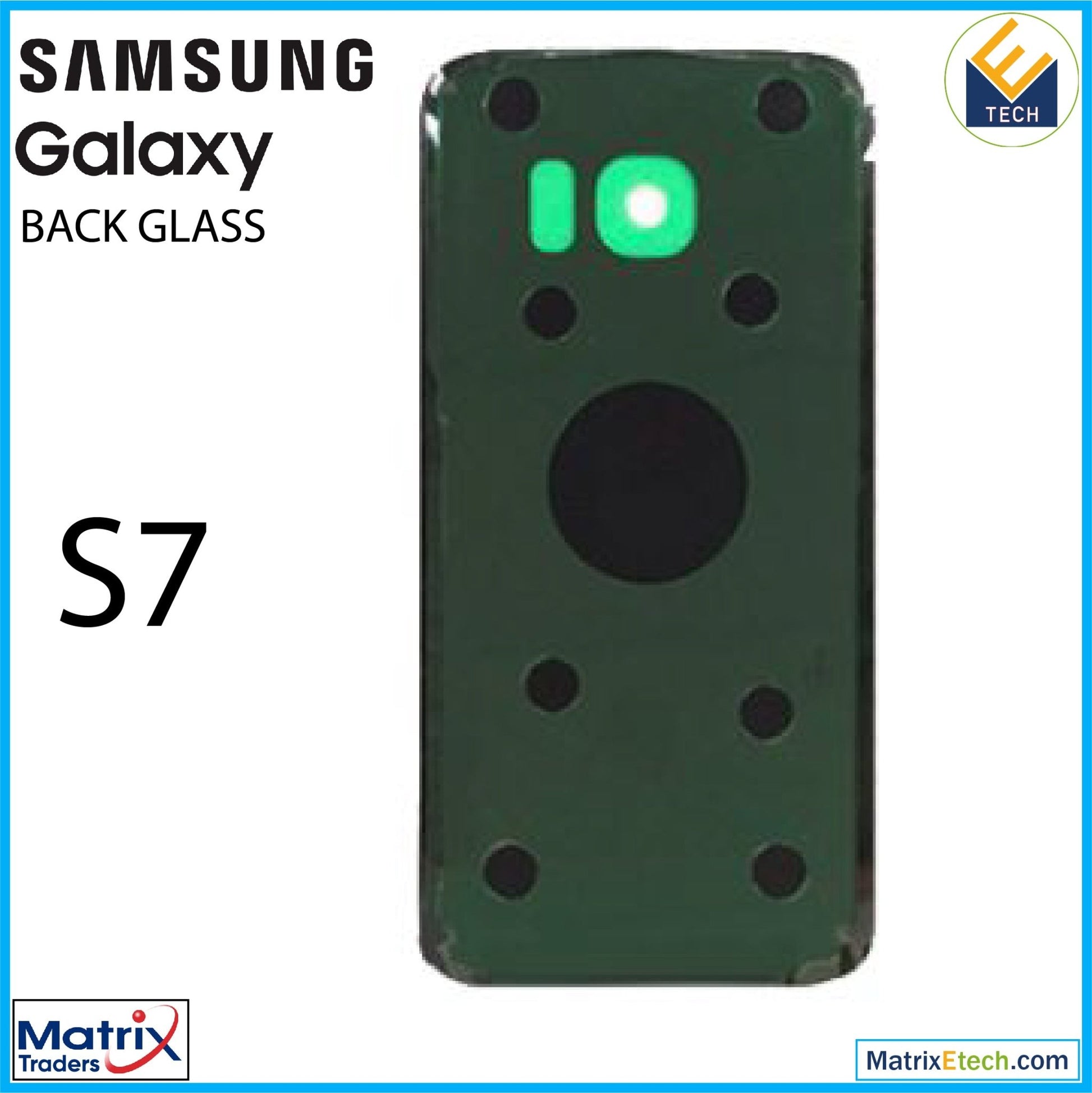 Samsung Galaxy S7 Back Cover Glass With Camera Lens (Aftermarket Plus) - Matrix Traders