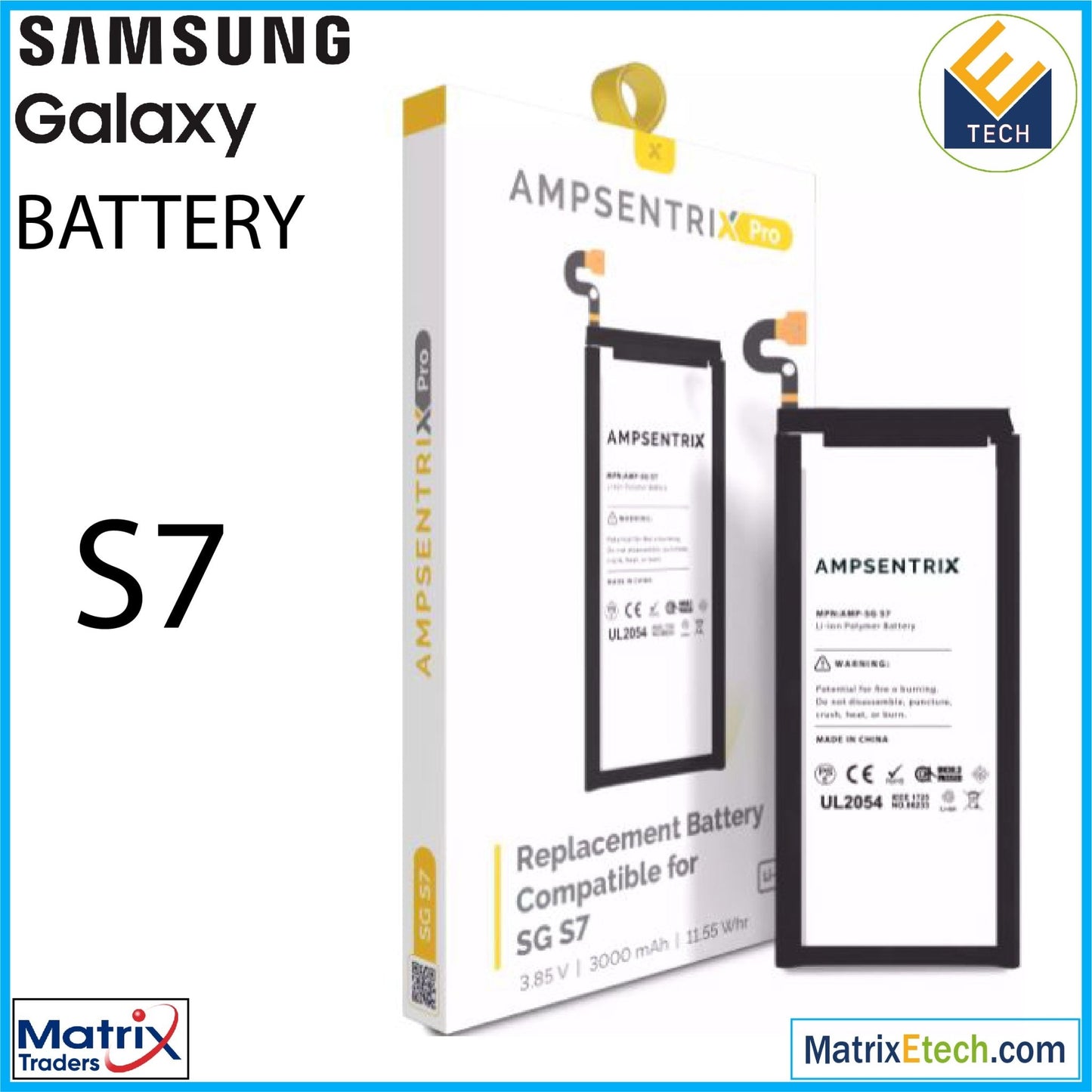 Samsung Galaxy S7 Replacement Battery (Pro) EB - BG930ABE - Matrix Traders