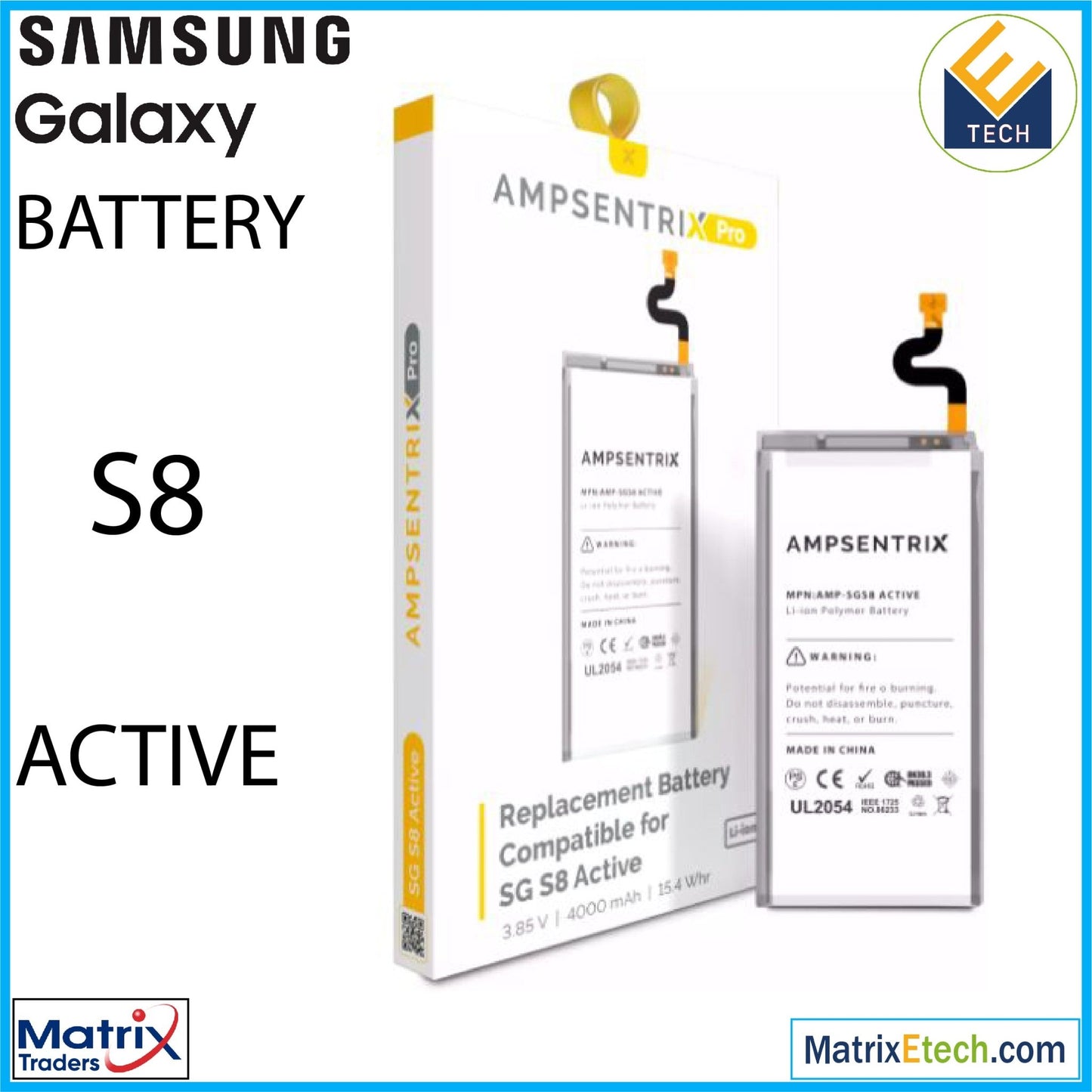 Samsung Galaxy S8 Active Replacement Battery (Pro) EB - BG892ABE - Matrix Traders