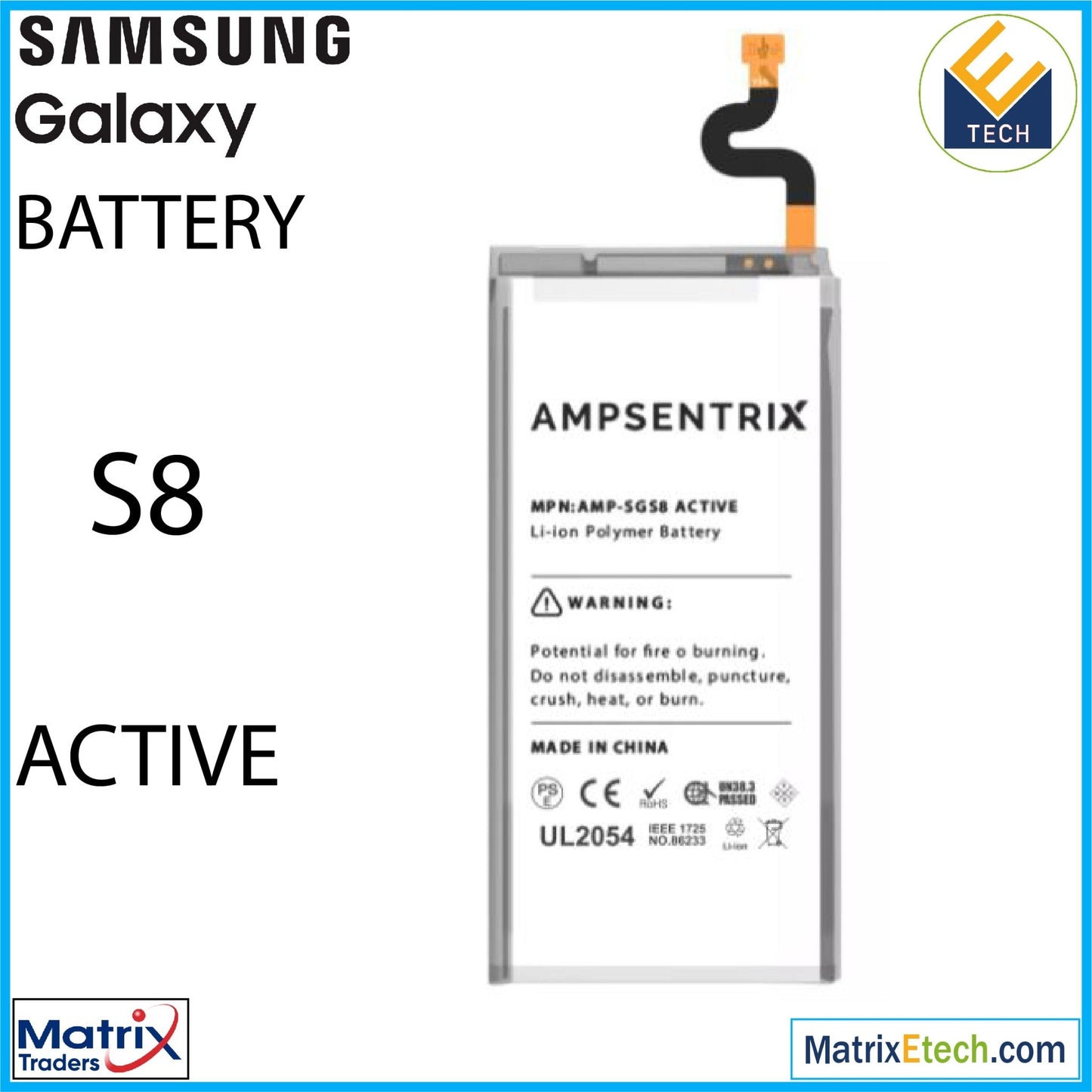 Samsung Galaxy S8 Active Replacement Battery (Pro) EB - BG892ABE - Matrix Traders