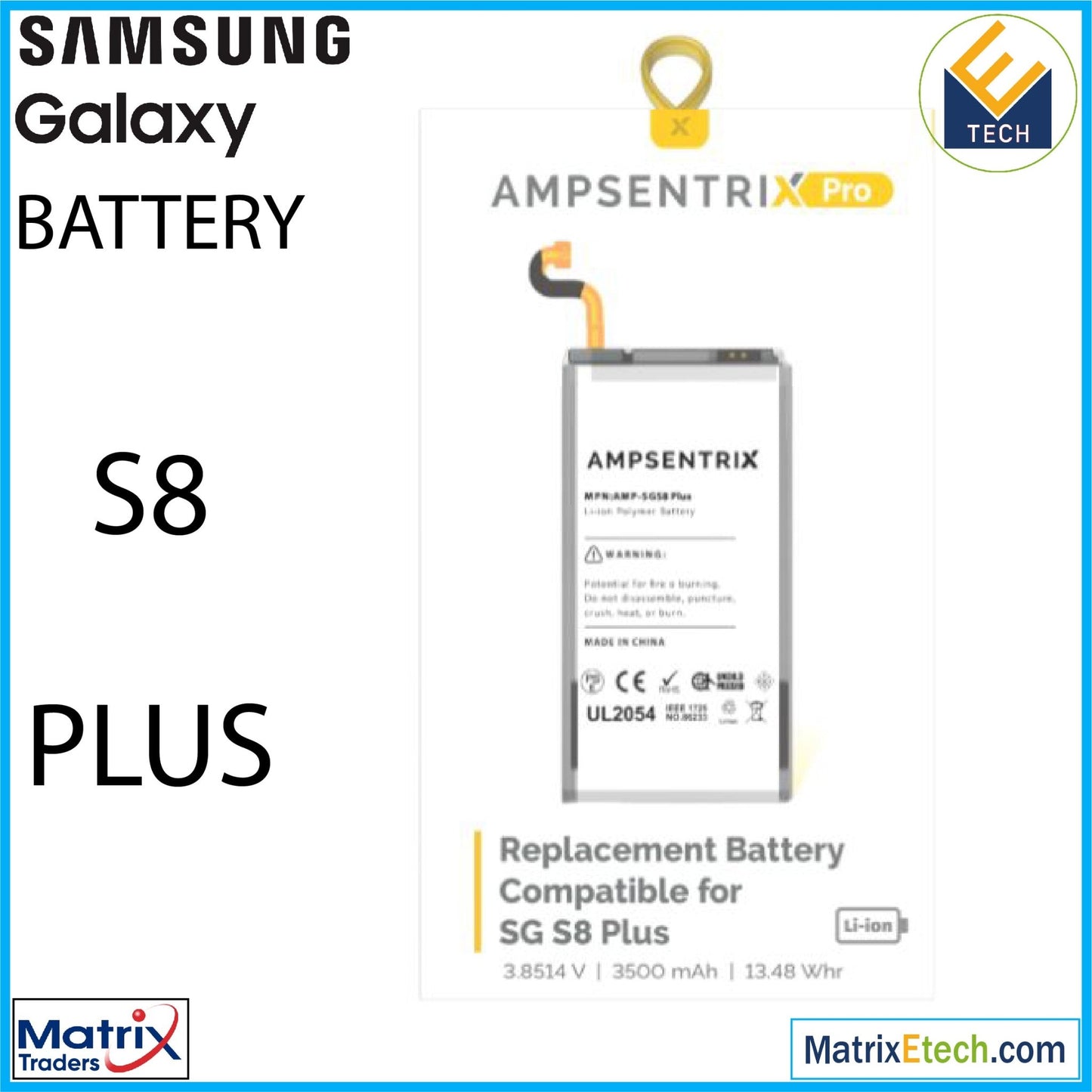 Samsung Galaxy S8 Plus Replacement Battery (Pro) EB - BG955ABE - Matrix Traders