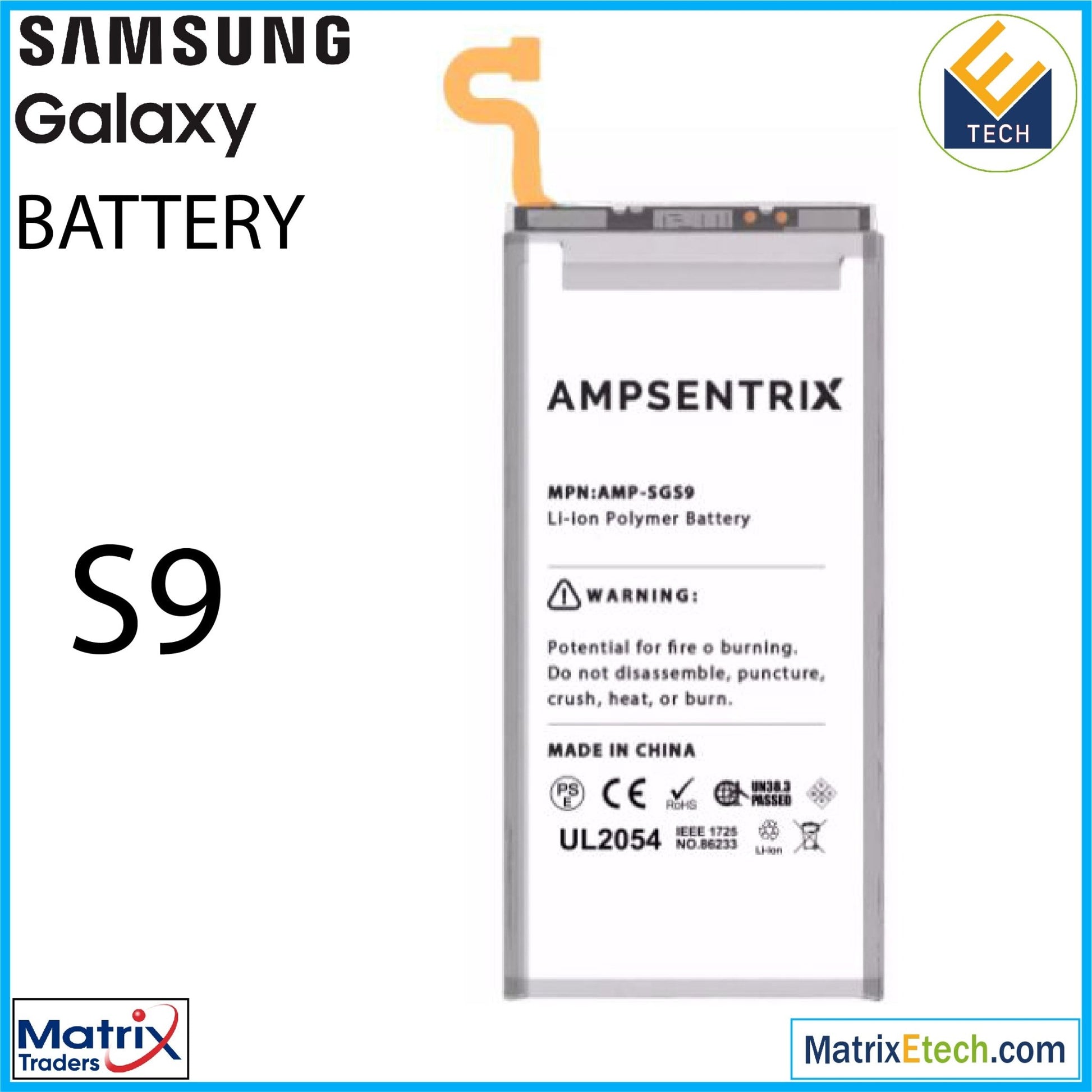 Samsung Galaxy S9 Replacement Battery (Pro) EB - BG960ABE - Matrix Traders