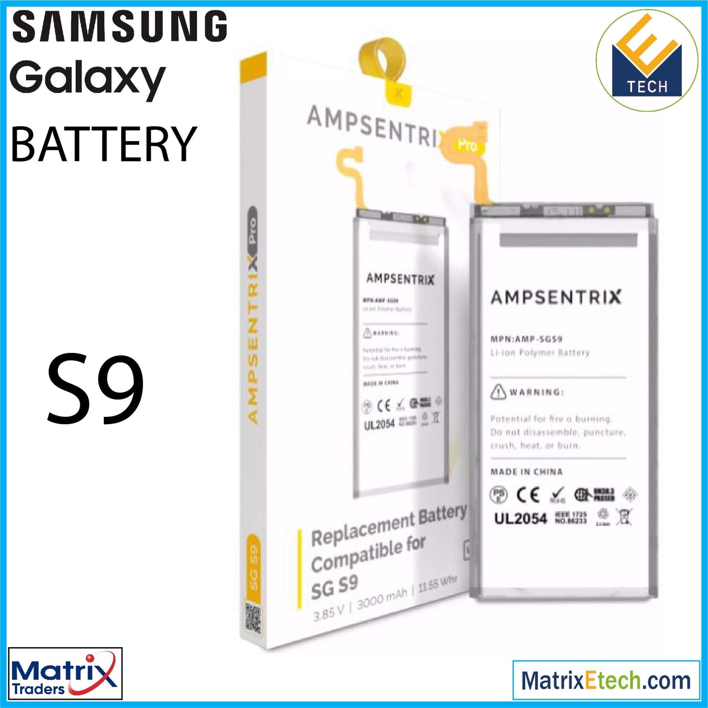 Samsung Galaxy S9 Replacement Battery (Pro) EB - BG960ABE - Matrix Traders