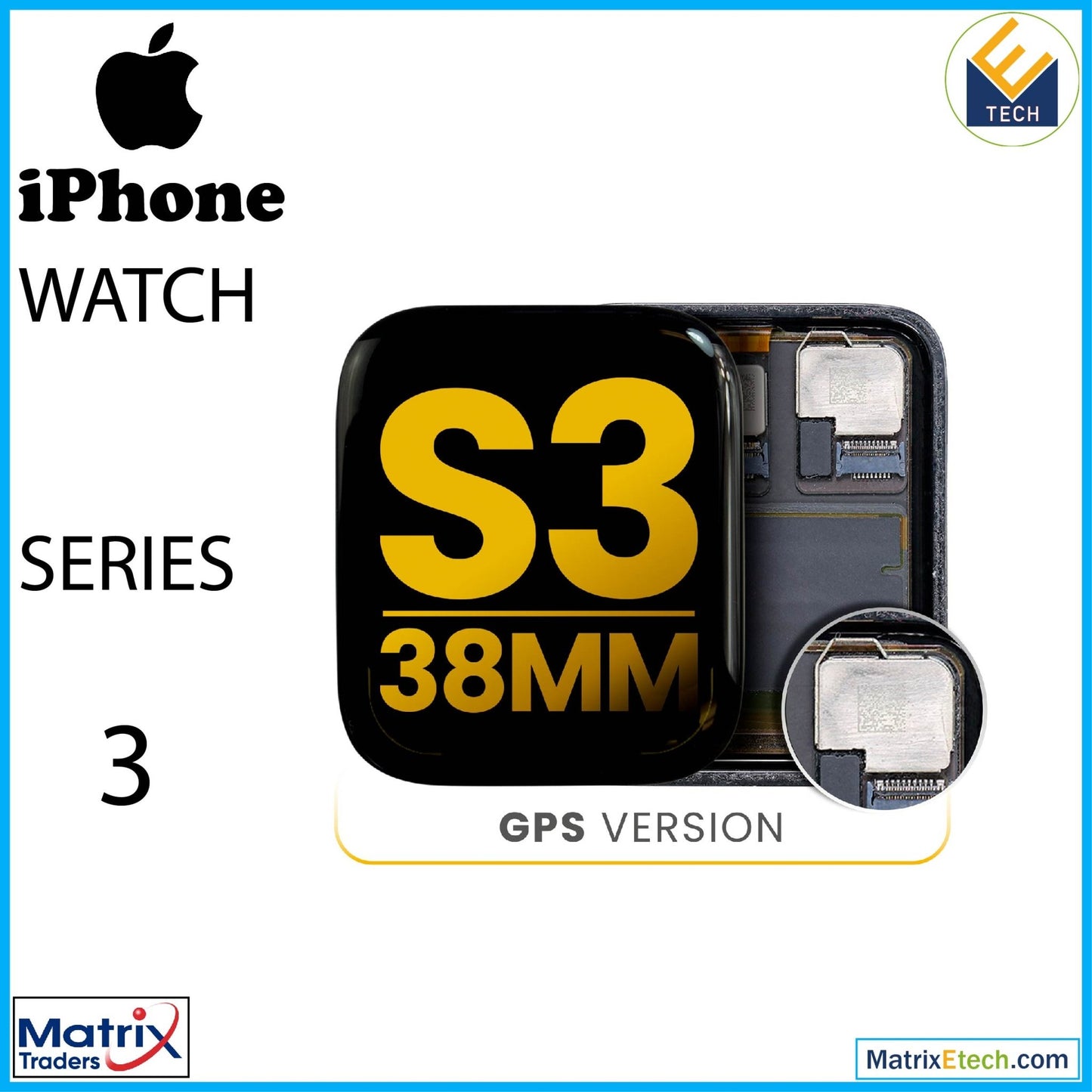 Watch Series 3 (38MM) OLED Assembly (GPS Version) (Premium) - Matrix Traders